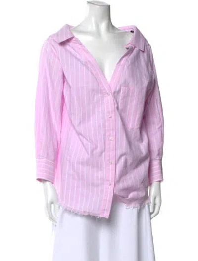 Pre-owned Alexander Wang Striped Long Sleeve Button-up Top In Pink