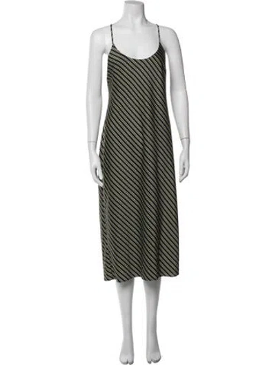 Pre-owned Alexander Wang Striped Midi Length Dress In Black