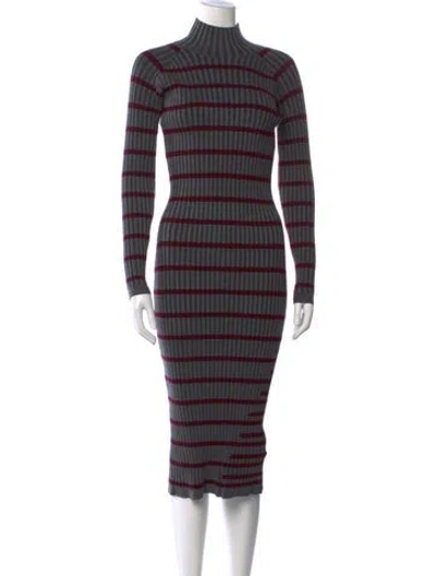 Pre-owned Alexander Wang Striped Midi Length Dress In Grey