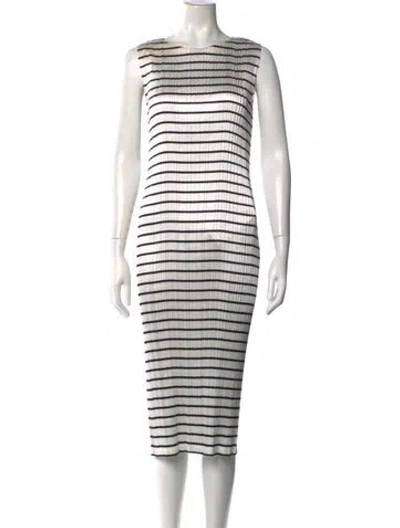 Pre-owned Alexander Wang Striped Midi Length Dress In White