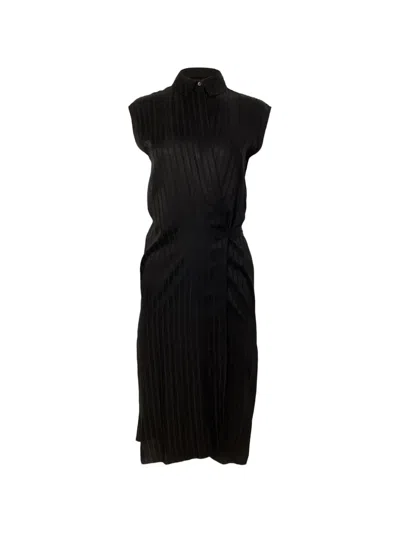 Pre-owned Alexander Wang Striped Midi Shirt Dress In Black