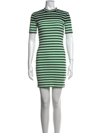 Pre-owned Alexander Wang Striped Mini Dress In Green