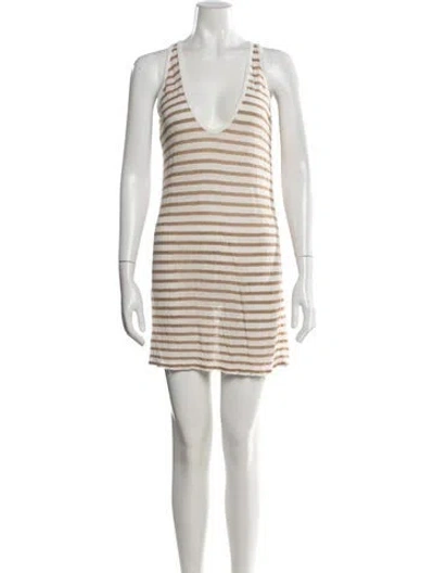 Pre-owned Alexander Wang Striped Mini Dress In White