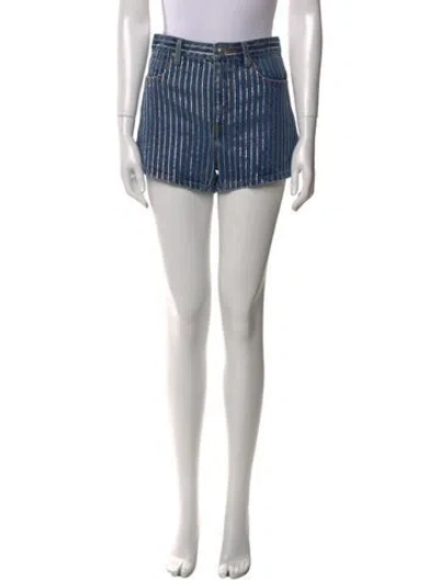 Pre-owned Alexander Wang Striped Mini Shorts In Blue
