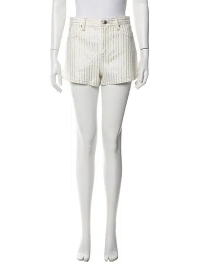 Pre-owned Alexander Wang Striped Mini Shorts In White