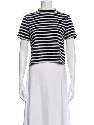 Pre-owned Alexander Wang Striped Mock Neck Crop Top In White