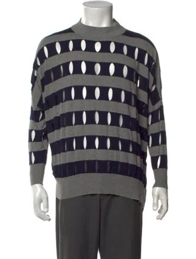 Pre-owned Alexander Wang Striped Mock Neck Pullover In Blue