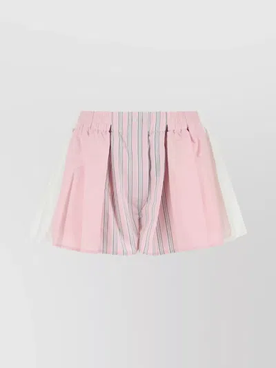ALEXANDER WANG STRIPED PLEATED SHORTS ELASTIC WAISTBAND