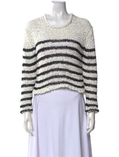 Pre-owned Alexander Wang Striped Scoop Neck Crop Top In White