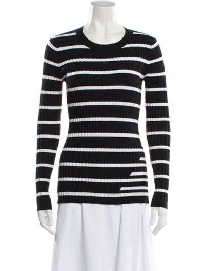 Pre-owned Alexander Wang Striped Scoop Neck Sweater In Black
