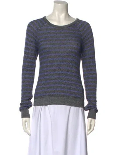 Pre-owned Alexander Wang Striped Scoop Neck Sweatshirt In Gray