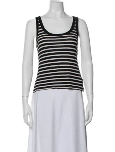 Pre-owned Alexander Wang Striped Scoop Neck Top In Black