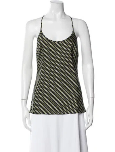 Pre-owned Alexander Wang Striped Scoop Neck Top In Black