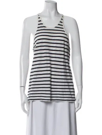 Pre-owned Alexander Wang Striped Scoop Neck Top In White
