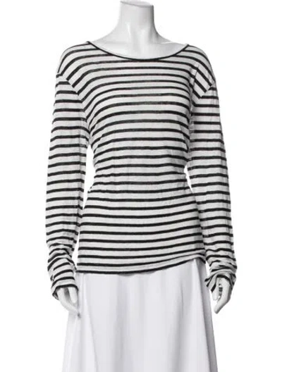 Pre-owned Alexander Wang Striped Scoop Neck T-shirt In White