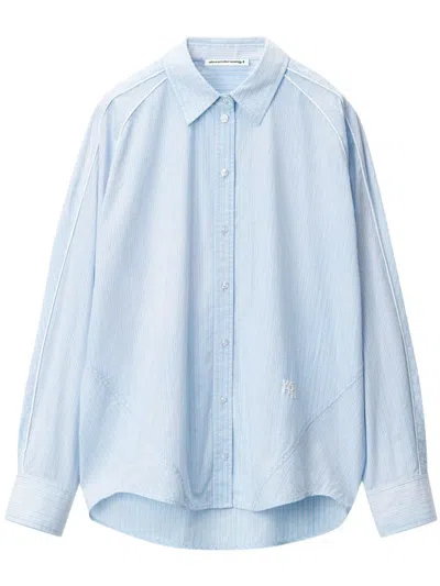 Alexander Wang Striped Cotton Shirt In Blue