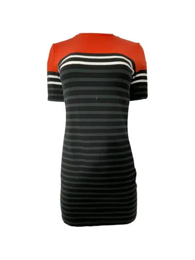 Pre-owned Alexander Wang Striped Short-sleeve Knitted Mini Dress In Black