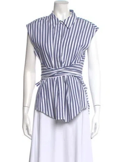 Pre-owned Alexander Wang Striped Sleeveless Blouse In Blue