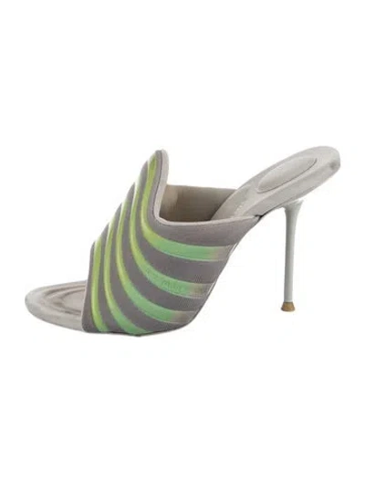 Pre-owned Alexander Wang Striped Slides In Grey