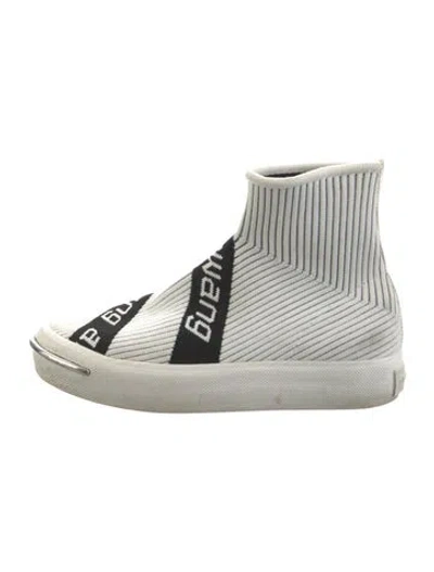 Pre-owned Alexander Wang Striped Sock Sneakers In White