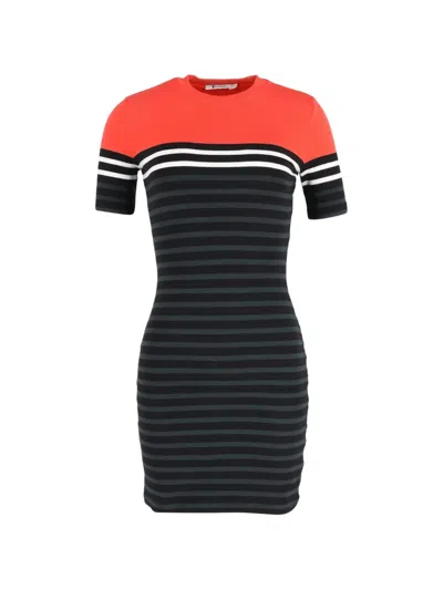 Pre-owned Alexander Wang Striped T-shirt Dress In Black