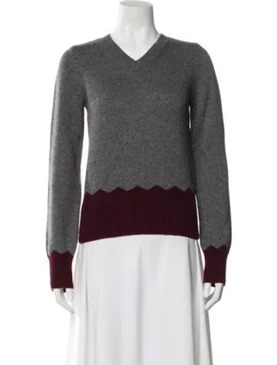 Pre-owned Alexander Wang Striped V-neck Sweater In Gray