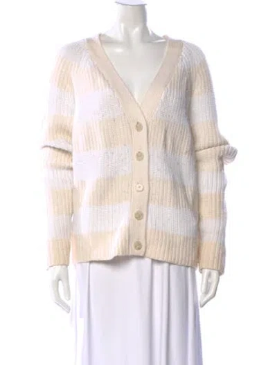 Pre-owned Alexander Wang Striped V-neck Sweater In White
