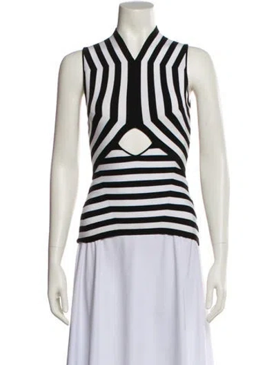 Pre-owned Alexander Wang Striped V-neck Top In Black