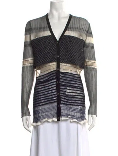 Pre-owned Alexander Wang Striped V-neck Top In Black