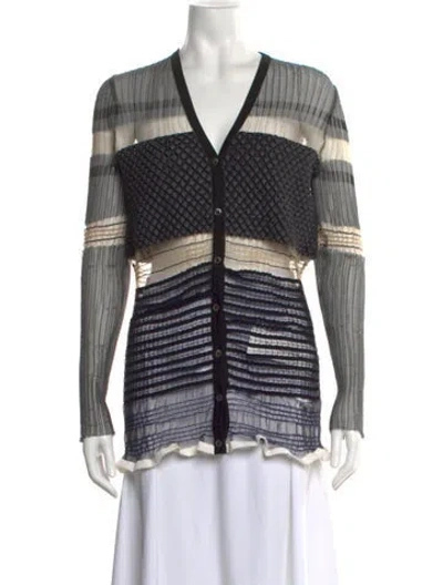 Pre-owned Alexander Wang Striped V-neck Top In Black