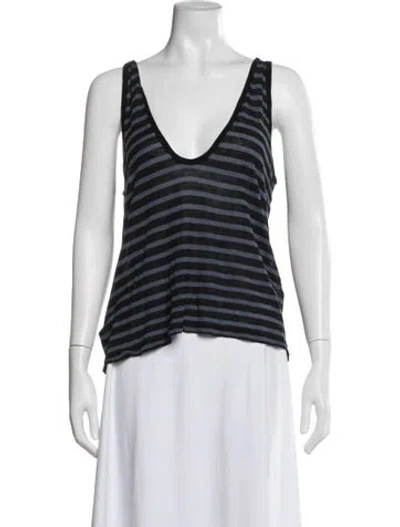 Pre-owned Alexander Wang Striped V-neck Top In Black