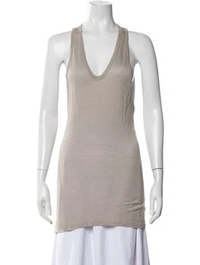 Pre-owned Alexander Wang Striped V-neck Top In Neutral