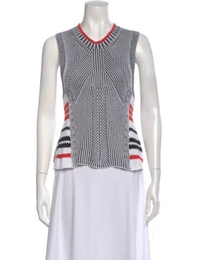 Pre-owned Alexander Wang Striped V-neck Top In White