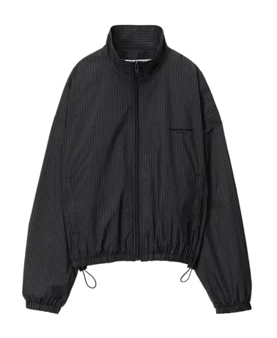 Alexander Wang Striped Zipper Casual Jacket In Black