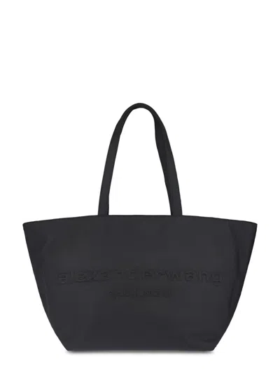 ALEXANDER WANG STRUCTURED BLACK TOTE BAG WITH SUBTLE EMBOSSED LOGO