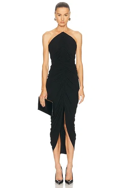 Alexander Wang Strapless Stretch Viscose Midi Dress Ruched In Black