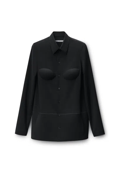 Alexander Wang Structured Button Down Romper In Black