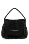 Alexander Wang Grey Cotton Blend Handbag With Drawstring Closure In Black