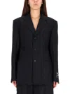 Alexander Wang Structured Oversized Black Jacket With Tailored Fit And Notch Lapel In Black