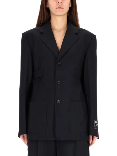 ALEXANDER WANG STRUCTURED OVERSIZED BLACK JACKET WITH TAILORED FIT AND NOTCH LAPEL