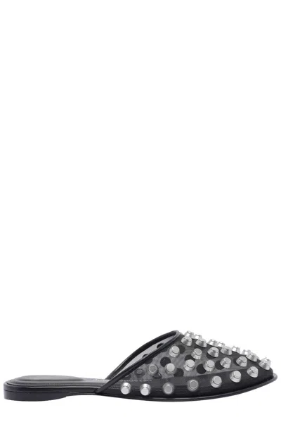 Alexander Wang Rhodes Embellished Flat Slippers In Black