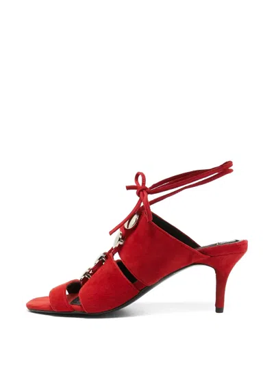 Pre-owned Alexander Wang Studded Caged Sandals In Red