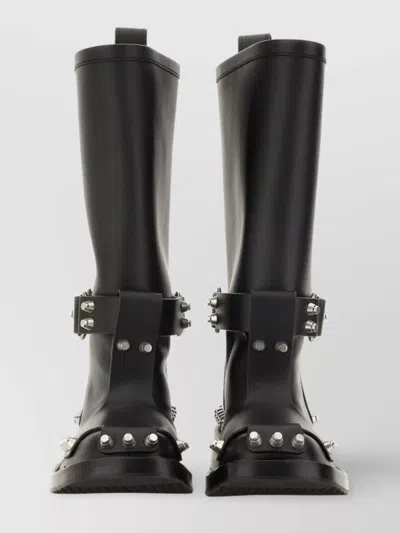 Alexander Wang Studded Knee Length Round Toe Boots In Black