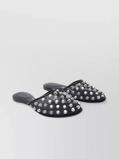 ALEXANDER WANG STUDDED TRANSPARENT FLAT SOLE MULES