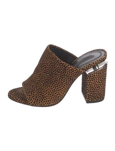 Pre-owned Alexander Wang Suede Animal Print Slides In Brown