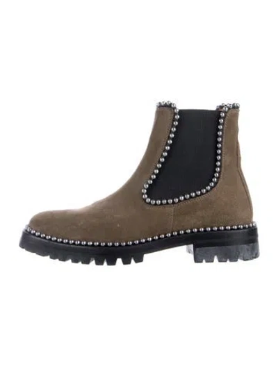 Pre-owned Alexander Wang Suede Colorblock Pattern Chelsea Boots In Green
