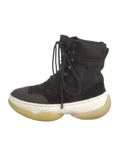 Pre-owned Alexander Wang Suede Colorblock Pattern Combat Boots In Black