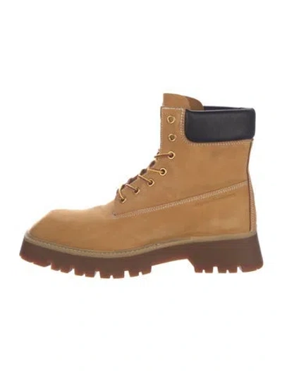 Pre-owned Alexander Wang Suede Colorblock Pattern Combat Boots In Neutral