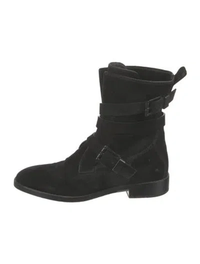 Pre-owned Alexander Wang Suede Combat Boots In Black