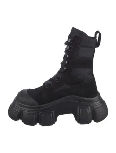Pre-owned Alexander Wang Suede Combat Boots In Black